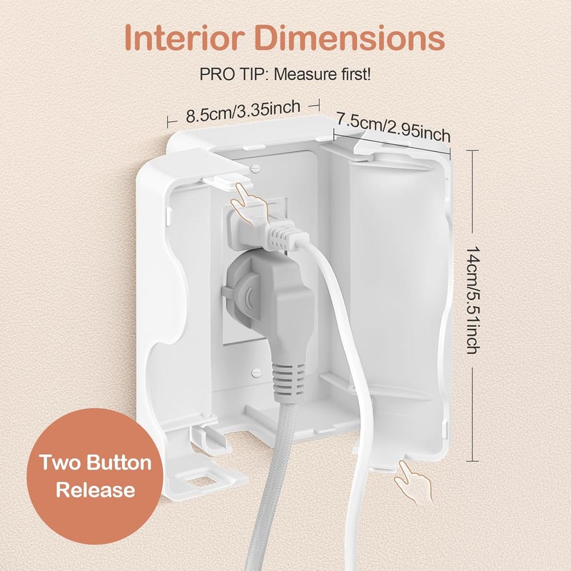 Havenso Child Proof Outlet Box Cover, Double Lock System, White, Large Interior Space 4 Pack - Image 3